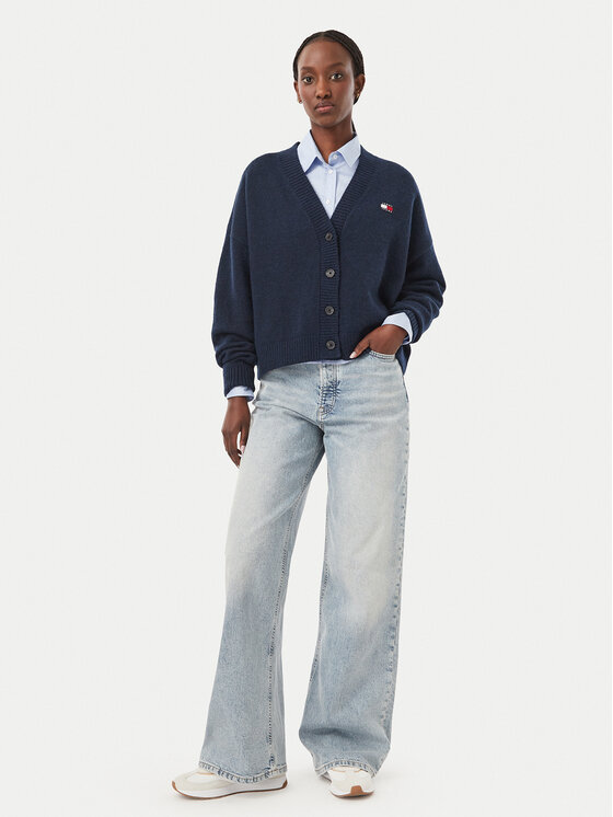 Tommy Jeans Tommy Jeans Kardigan Fluffy Badge DW0DW23830 Granatowy Regular Fit