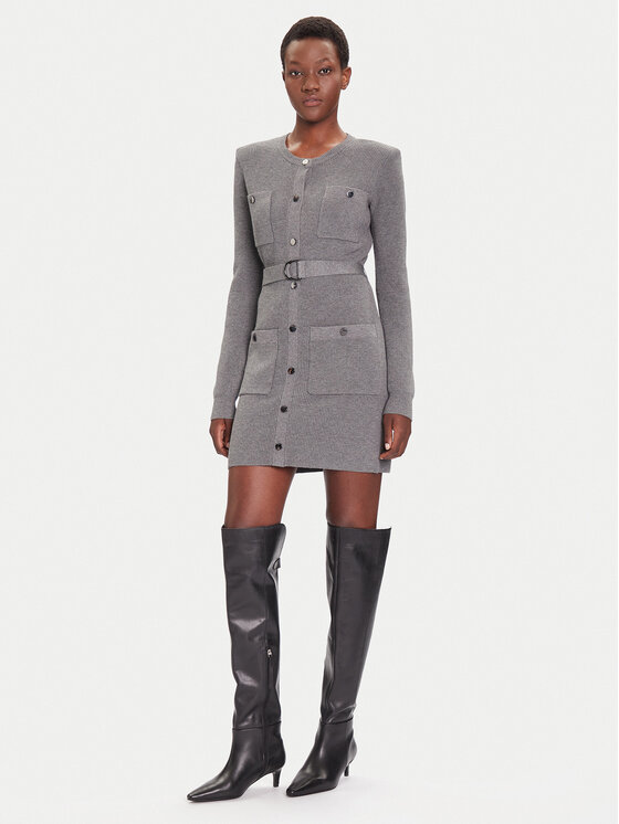 Liu Jo Liu Jo Плетена рокля MF5371 MS99E Сив Slim Fit