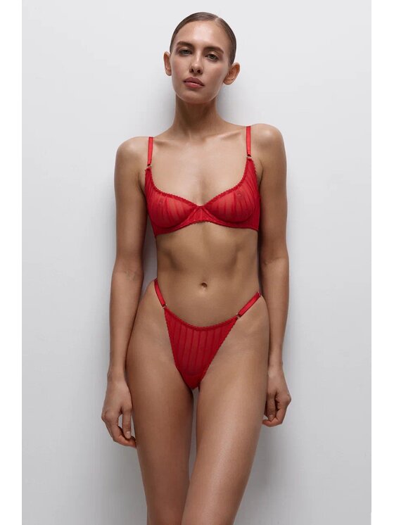 Merci Lingerie Merci Lingerie Biustonosz balkonetka E02DS06B Czerwony