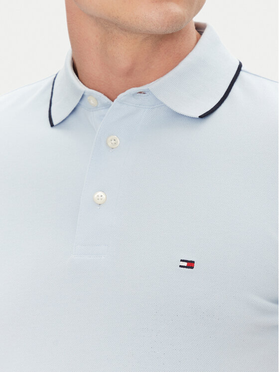 Tommy Hilfiger Tommy Hilfiger Поло Flag Cuff MW0MW38458 Блакитний Slim Fit