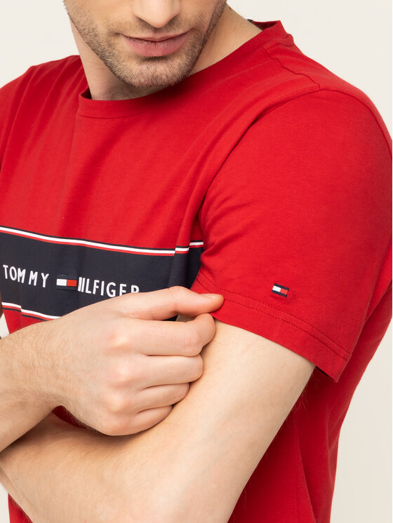Tommy Hilfiger Tommy Hilfiger T-shirt Logo Chest Stripe Tee MW0MW12512 Rosso Regular Fit