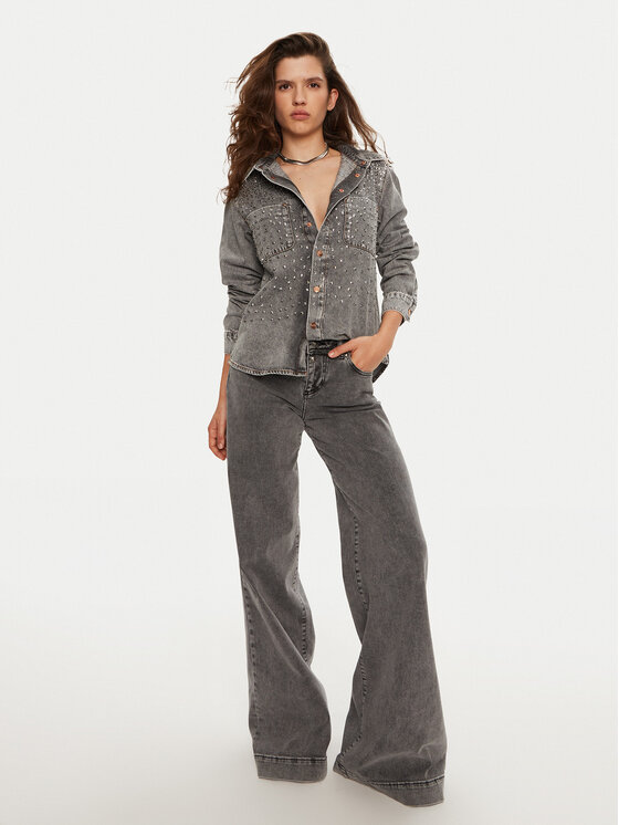 One Teaspoon One Teaspoon džinsiniai marškiniai 26691 Pilka Regular Fit