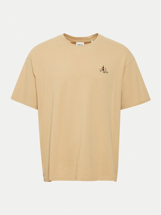 Solid Solid T-Shirt Manes 21108333 Brązowy Regular Fit