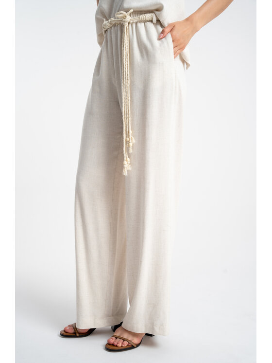 CLICK CLICK Spodnie materiałowe 30-353 Beżowy jasny Loose Fit