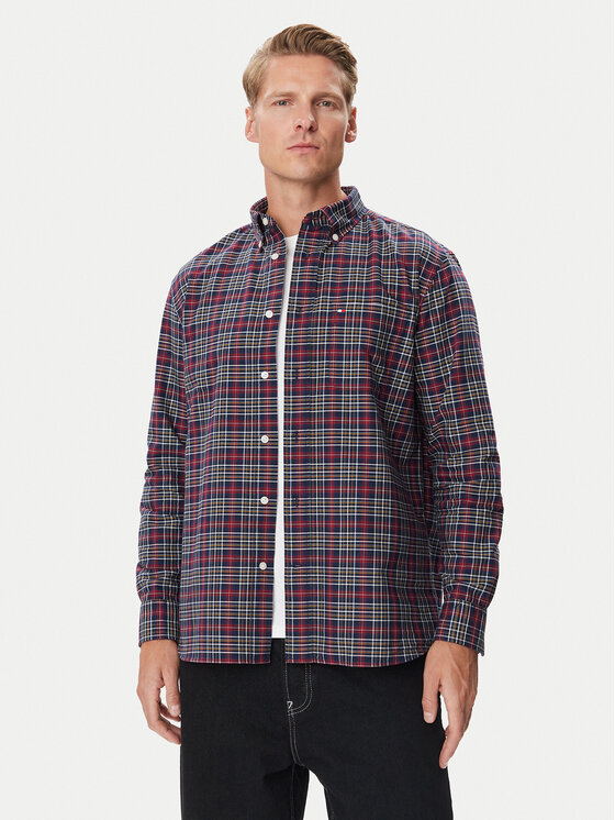 Tommy Hilfiger Tommy Hilfiger Särk Oxford Tartan MW0MW44620 Tumesinine Regular Fit