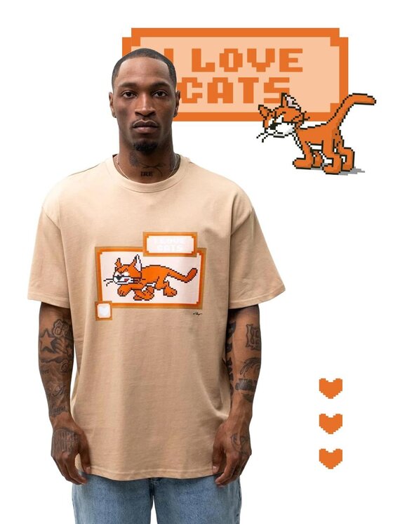 Smerfy Smerfy T-Shirt Szeroka luźna Klakier pixel 131798 Beżowy Oversize