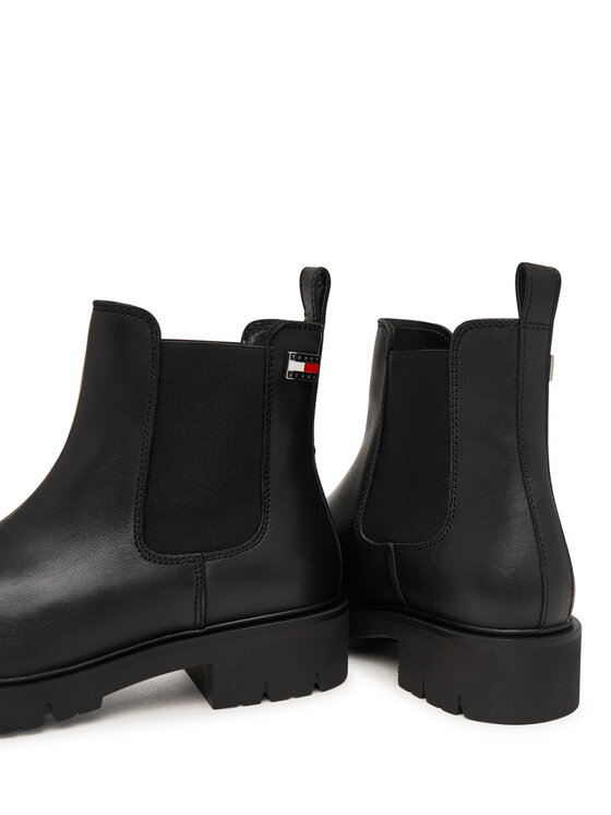 Tommy Jeans Tommy Jeans Členková obuv s elastickým prvkom Tjw Cleated Chelsea Boots EN0EN03105 Čierna