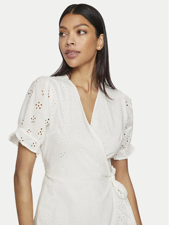 Vila Robe d ete Sula 14089419 Blanc Regular Fit