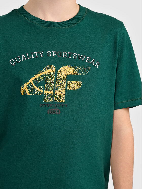 4F 4F T-Shirt 4FJWAW26TTSHM3512-40S Zielony ciemny Regular Fit