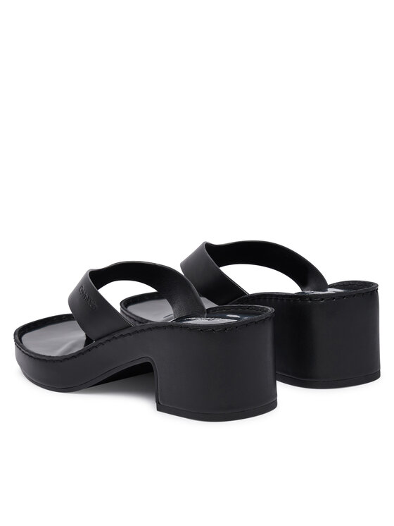 Calvin Klein Calvin Klein Čības uz pirksta Block Heel Sndl Thong Lth HW0HW02913 Melns