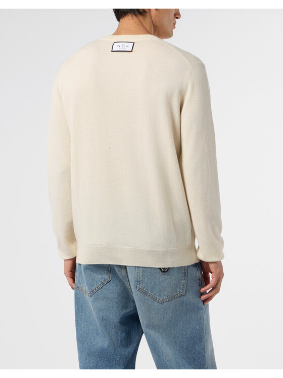 PHILIPP PLEIN PHILIPP PLEIN Sweter 29047 Biały Regular Fit