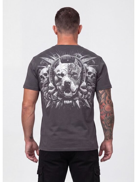 PITBULL PITBULL T-Shirt PITBULL WORLD Szary Regular Fit