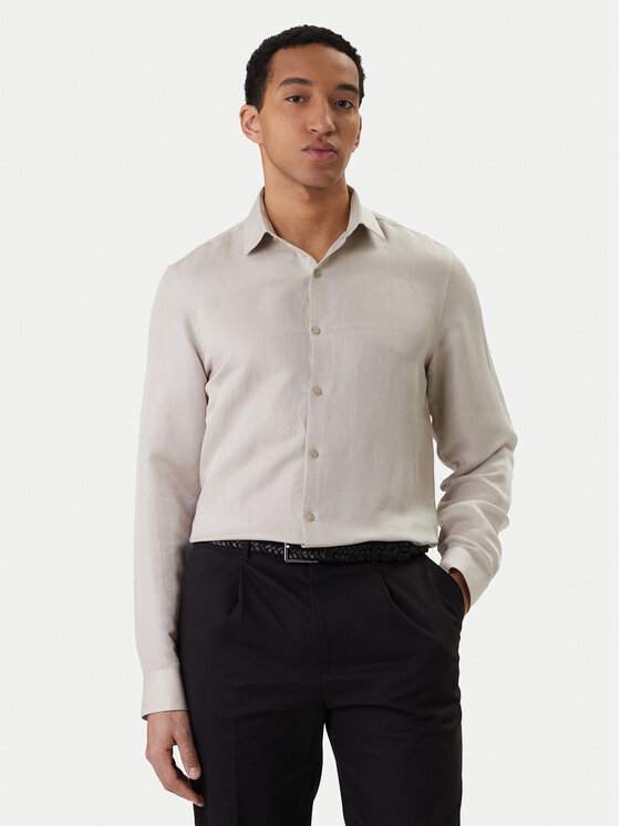 Calvin Klein Calvin Klein Marškiniai LV019EU121 Smėlio Regular Fit