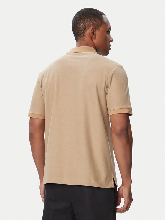 BOSS BOSS Тениска с яка и копчета H-Pei 88 50565320 Бежов Regular Fit