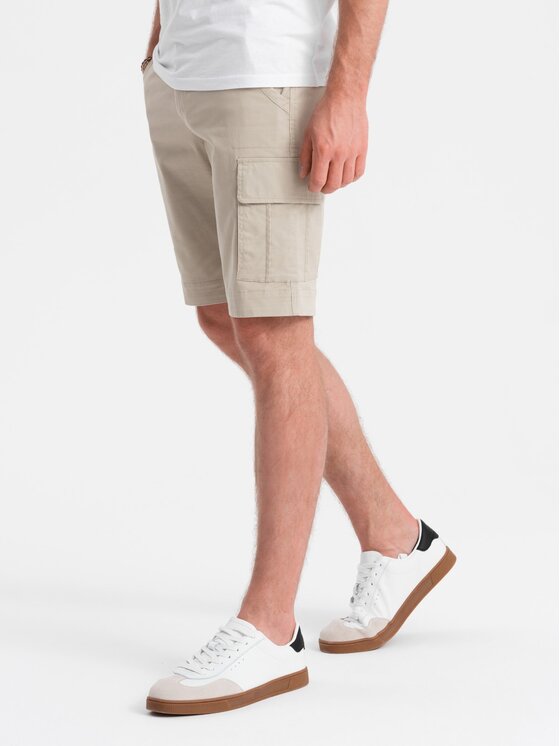 Ombre Ombre Šortky z materiálu OM-SRCG-0133 Béžová Cargo Fit