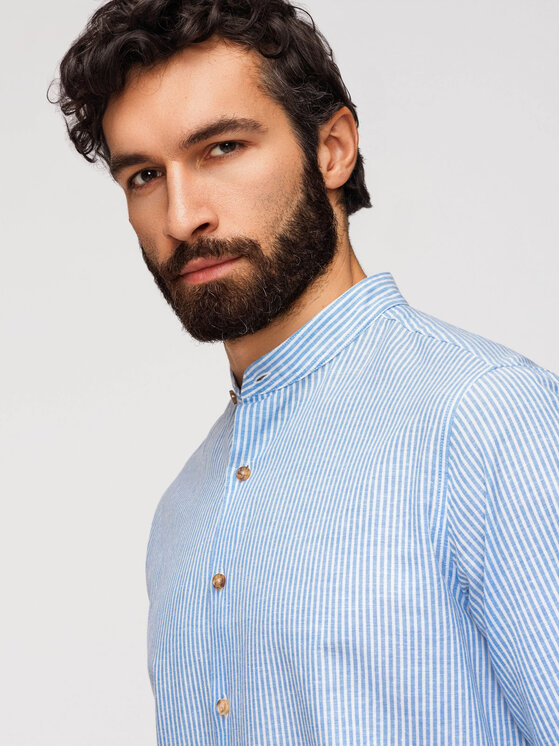 Ombre Ombre Koszula OM-SHCS-0189 Niebieski Regular Fit