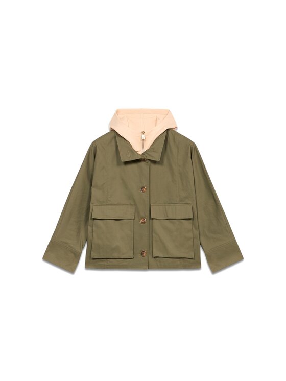 Oltre Oltre Cappotto 0043J000081N0Z5 Verde Boxy Fit