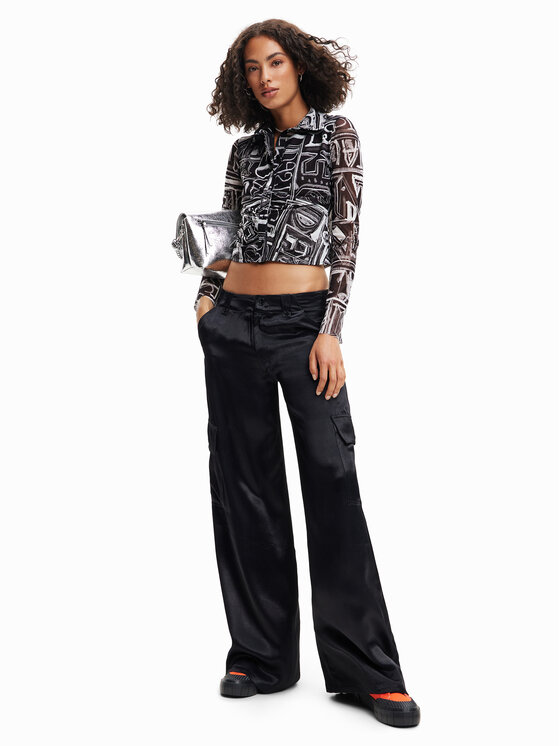 Desigual Desigual Košulja Lettering 23SWTKBZ Crna Slim Fit