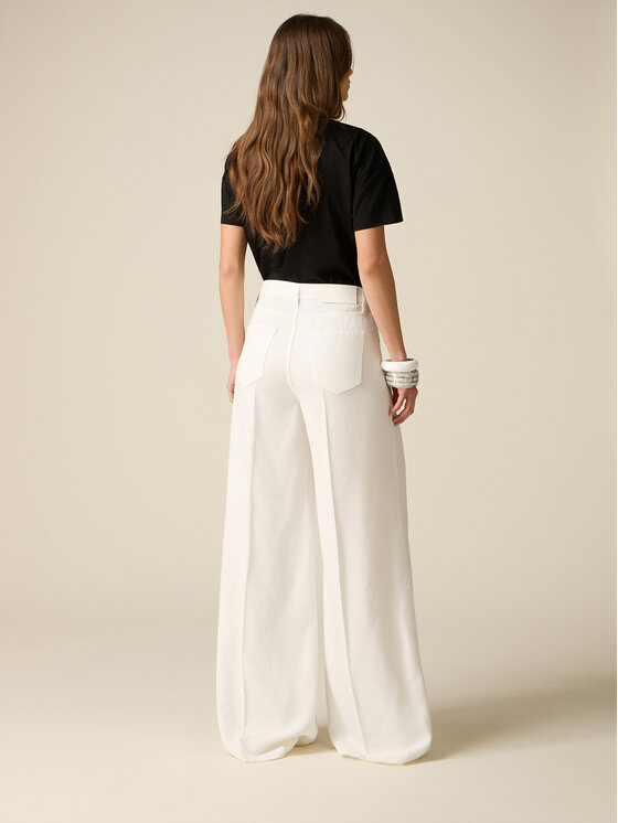 Oltre Oltre Spodnie materiałowe P745R008909N011 Biały Baggy Fit
