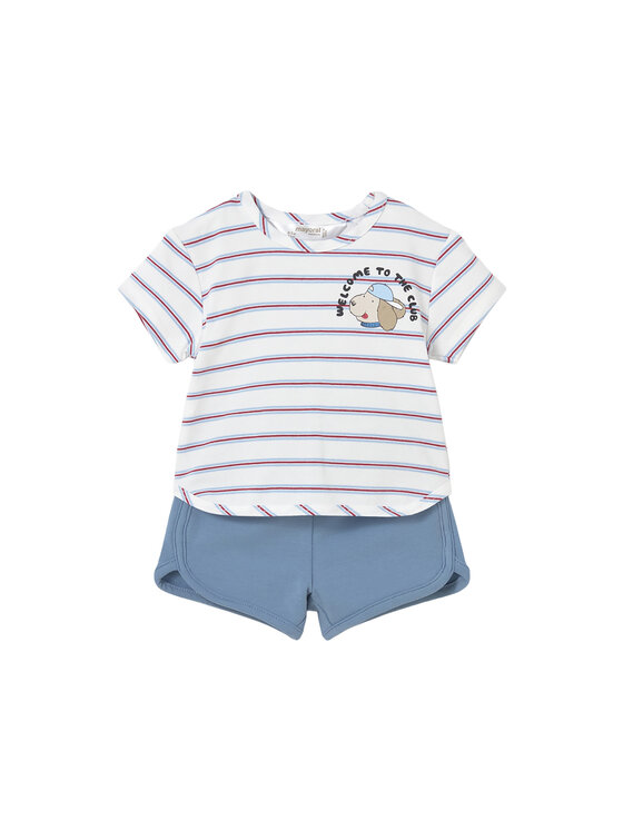 Mayoral Mayoral Set 2 tricouri și pantaloni scurți 1627 Alb Regular Fit