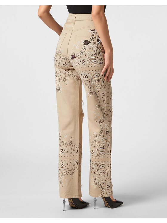 PHILIPP PLEIN PHILIPP PLEIN Jeansy 2947 Béžová Palazzo Fit