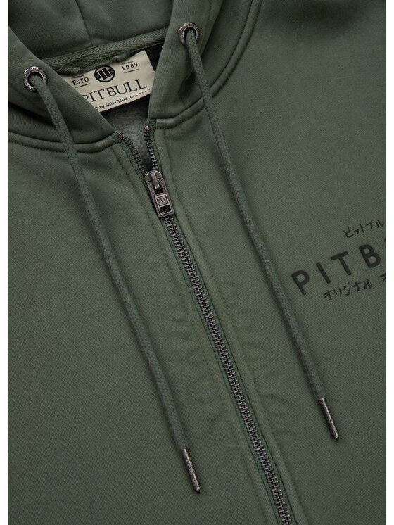 PITBULL PITBULL Bluza Bluza męska rozpinana z kapturem Washed MT FUJI XXL Zielony Regular Fit