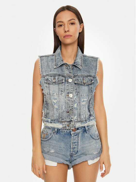 One Teaspoon Gilet 26832 Blu Regular Fit, taglia : M