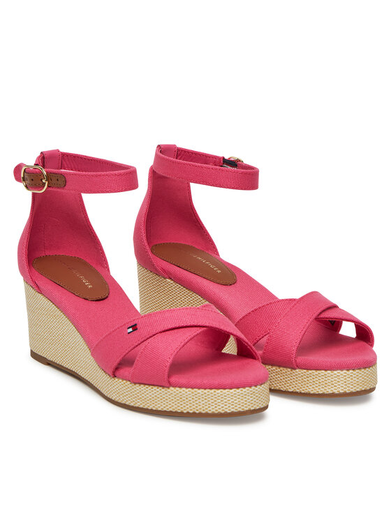 Tommy Hilfiger Tommy Hilfiger Sandały Flag Criss-Cros Mid Wedge Espad FW0FW08481 Różowy