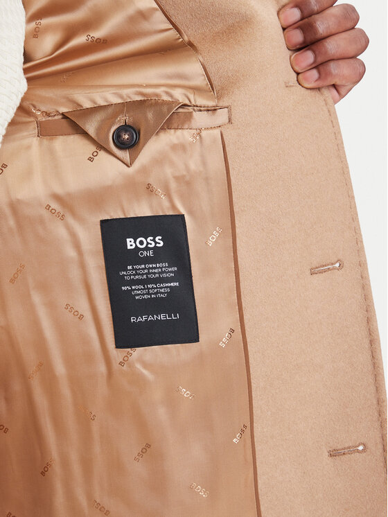 BOSS BOSS Vilnonis paltas H-Hyde-264 50571557 Smėlio Slim Fit