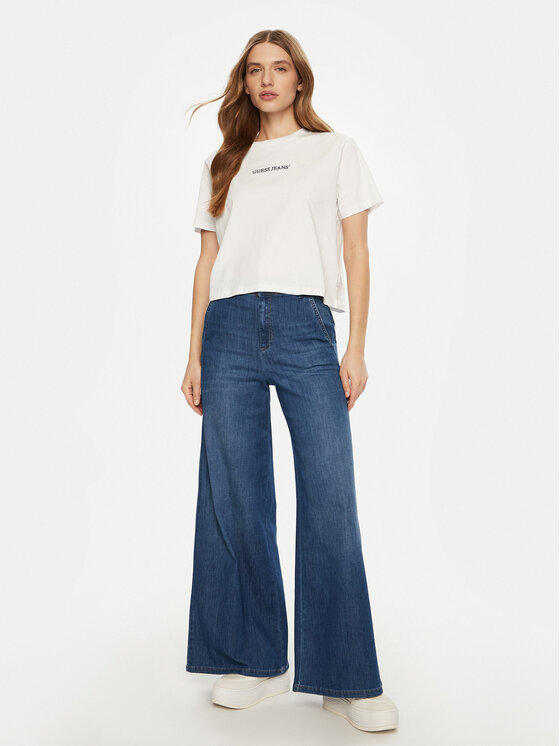 Guess Jeans Guess Jeans Póló W5RI42 K8HM0 Fehér Regular Fit