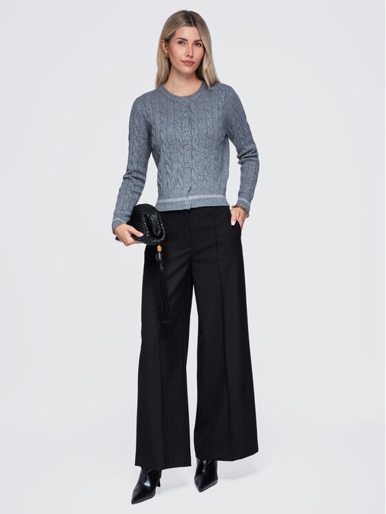 Ombre Ombre Sweter OW-SW-E0028 Szary Slim Fit