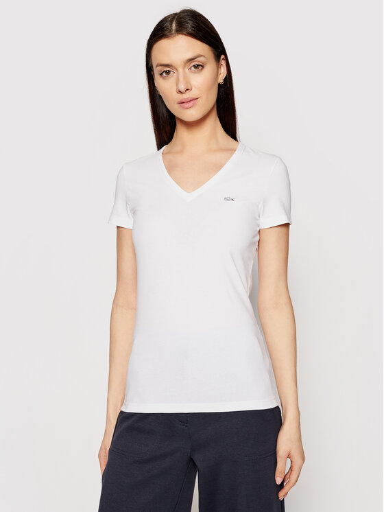 Lacoste Lacoste T-Shirt TF0999 Bílá Slim Fit