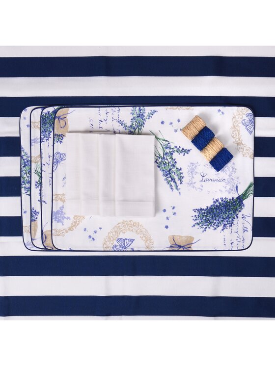 Roseberry Home Roseberry Home Obrączka na serwetki Obrączki na Blue & Beige Rings Niebieski