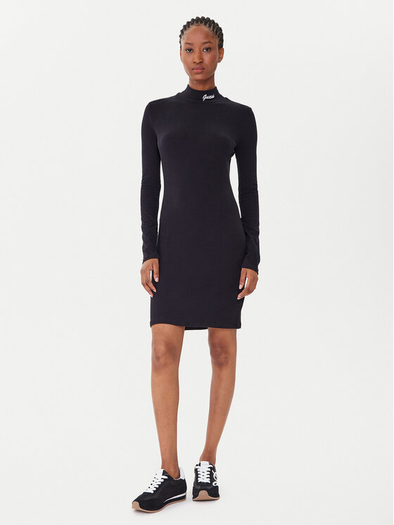 Guess Guess Kleid für den Alltag V5BK04 KCBF1 Schwarz Slim Fit