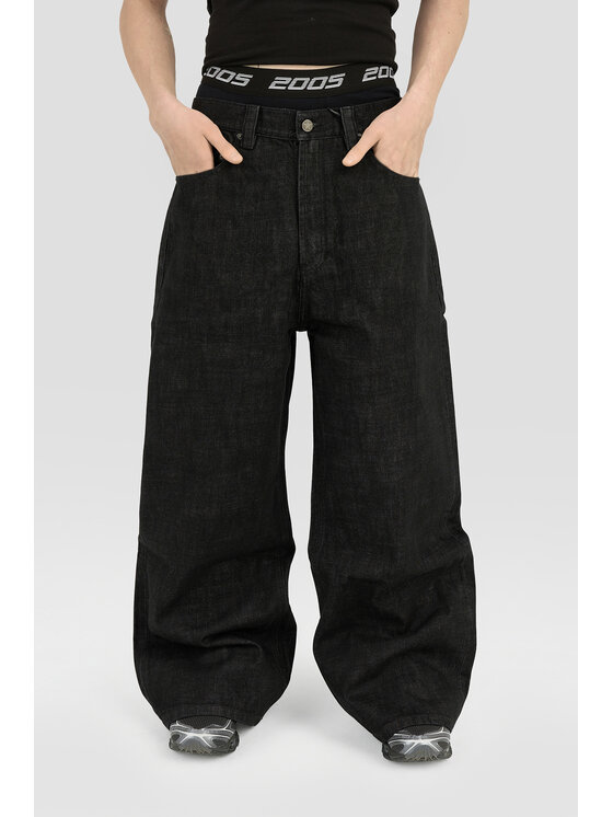 2005 2005 Jeansy Ultra Baggy Fit Raw Denim Czarny