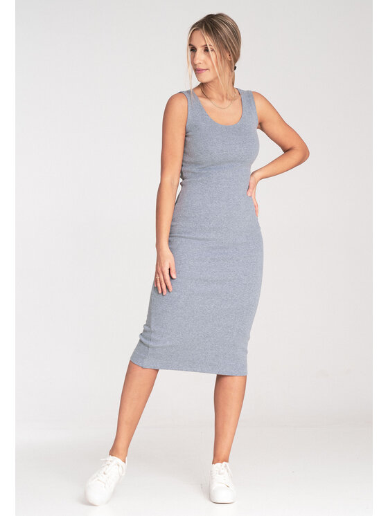 FIGL FIGL Sukienka codzienna M1053 Szary Fitted Fit