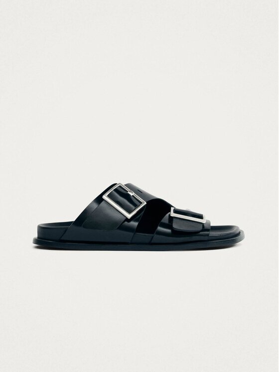 Sandały, rozmiar 39, Czarne, Alba Black Leather Sandals