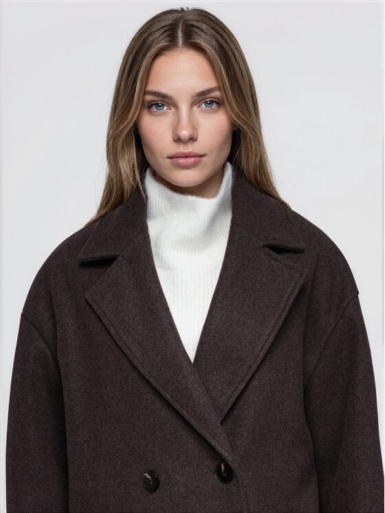 Ombre Ombre Płaszcz przejściowy OW-CT-E0023 Brązowy Relaxed Fit