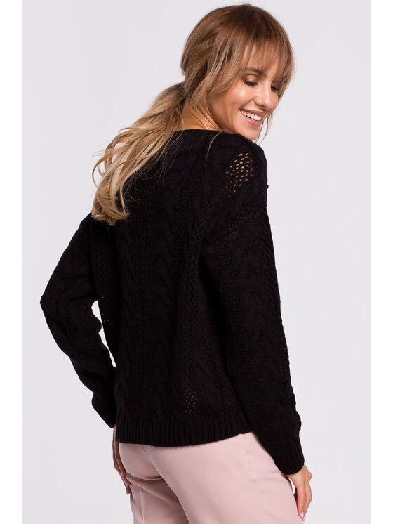 Made of Emotion Made of Emotion Sveter M510 Čierna Basic Fit