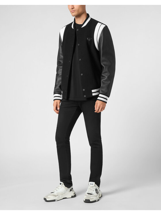 PHILIPP PLEIN PHILIPP PLEIN Kurtka skórzana 9481 Czarny Regular Fit