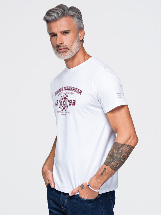 Ombre Ombre T-Shirt OM-TSPT-0297 Biały Regular Fit