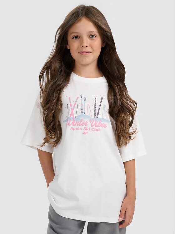 4F 4F T-Shirt APRES SKI Biały Loose Fit