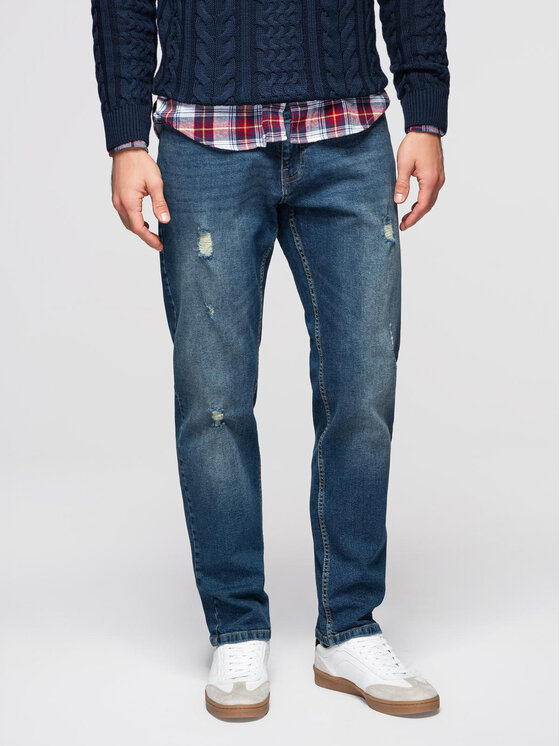 Ombre Ombre Jeansy OM-PADP-0254 Niebieski Regular Fit