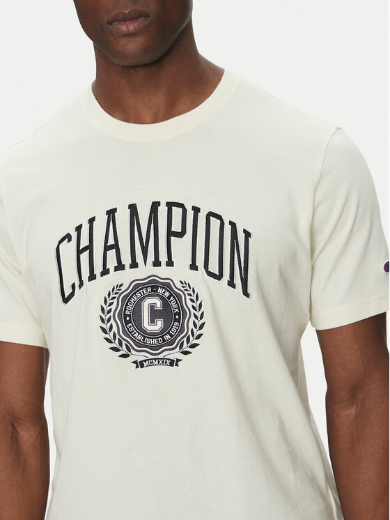 Champion Champion Tričko 221174 Écru Regular Fit