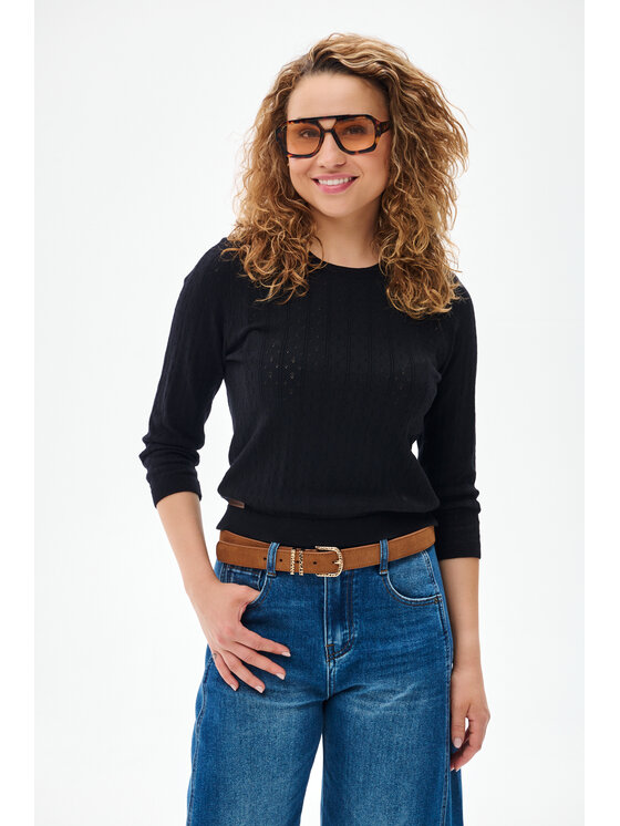blue shadow blue shadow Sweter Deca Czarny Regular Fit