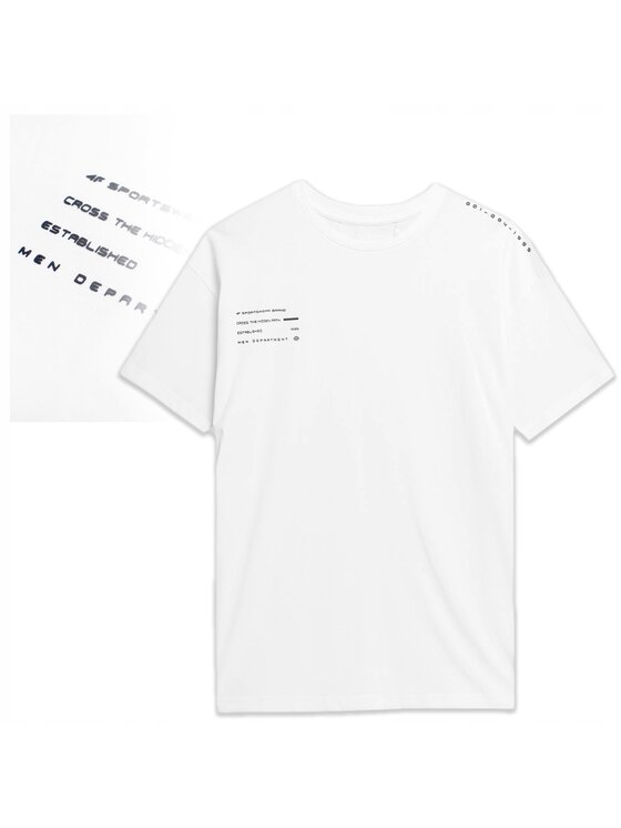 4F 4F T-Shirt TTSHM298 Biały Comfortable Fit