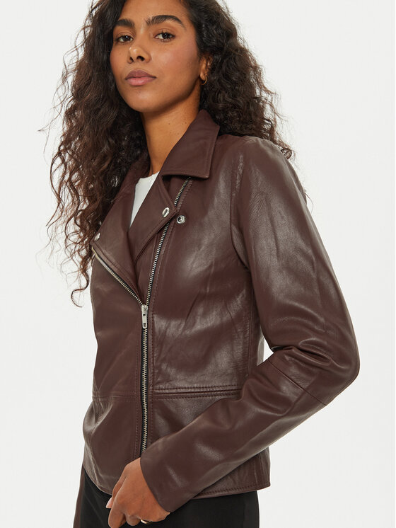 YAS YAS Giacca di pelle Sophie 26018510 Marrone Regular Fit