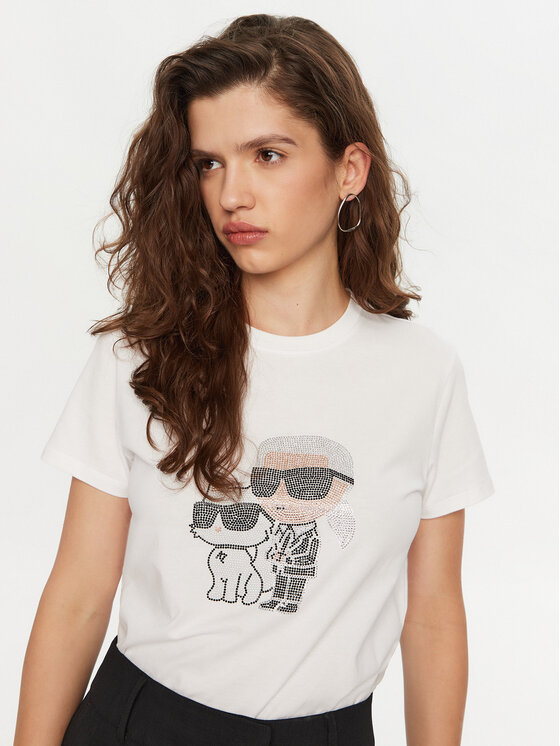KARL LAGERFELD KARL LAGERFELD Tricou A1W17131 Alb Regular Fit
