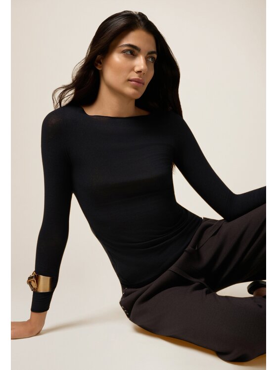 Oltre Oltre T-shirt G049J104293N033 Nero Slim Fit