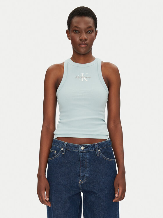 Calvin Klein Jeans Calvin Klein Jeans Top Monologo J20J225301 Albastru Slim Fit